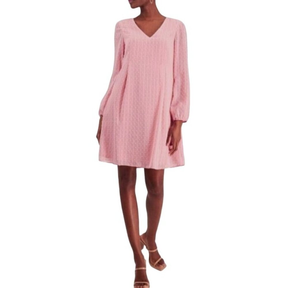 NEW INC International Concepts Blush Pink Swiss Dot Tie Back‎ Shift Dress Size S